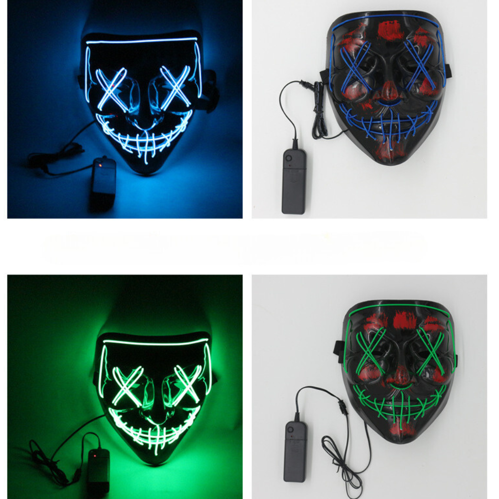 Halloween Glowing Mask LED Mask Ghost Face Clown Props Party