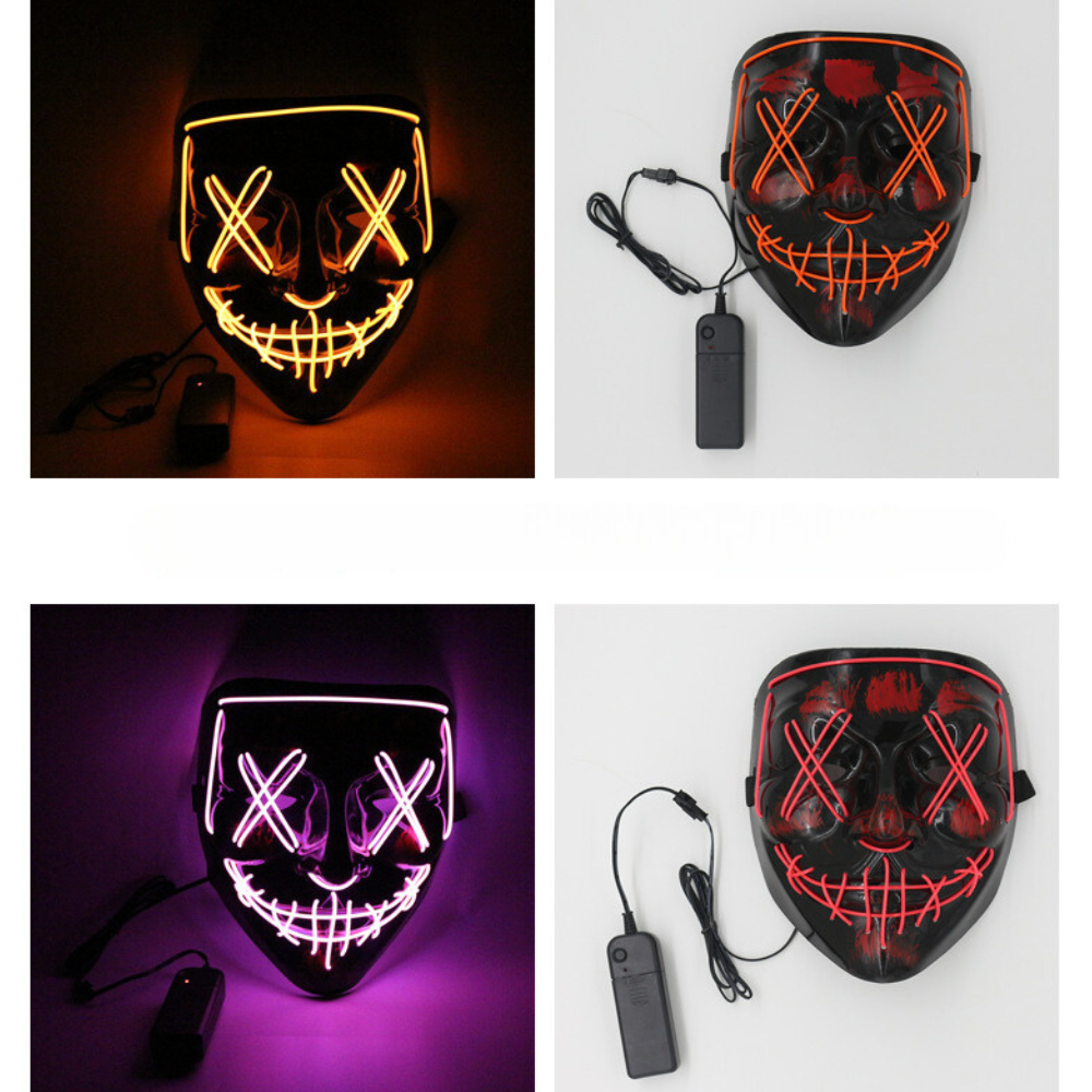 Halloween Glowing Mask LED Mask Ghost Face Clown Props Party