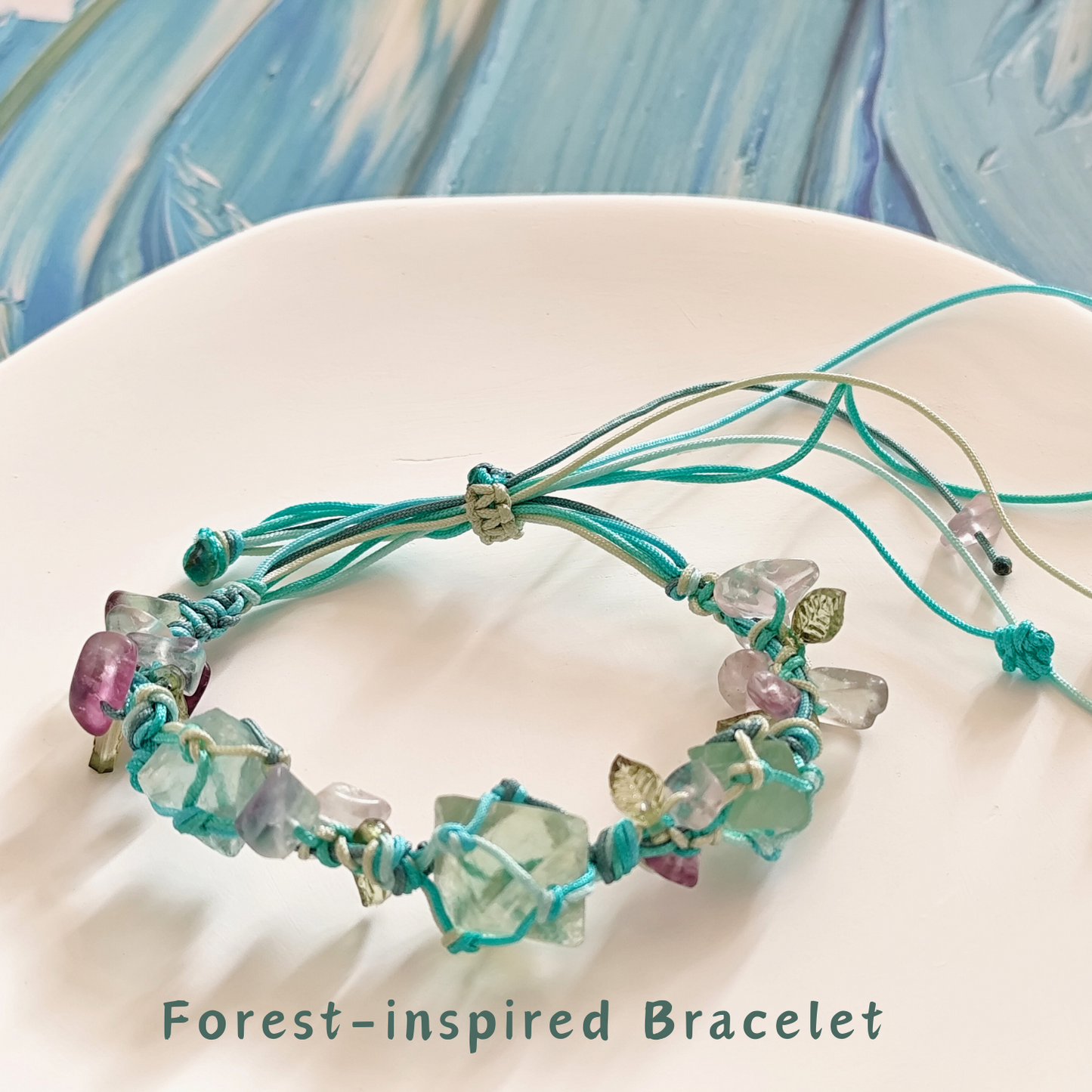 Green Forest Woven Bracelet Kit: Create with Fluorite & Nature Charms