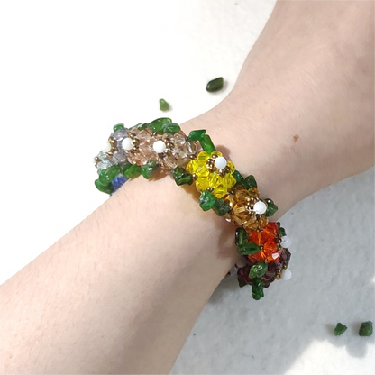 Rainbow Flower 3D Beaded Bracelet DIY Kit – Colorful Faceted Beads for Stunning Handmade Jewelry