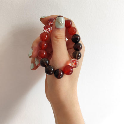 Crimson Vampire Elegance Beaded Bracelet: A Crystalline Amulet of Power