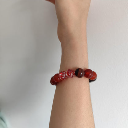 Crimson Vampire Elegance Beaded Bracelet: A Crystalline Amulet of Power