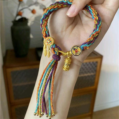 Hand-Twisted Mini Cotton Cord Set - Tibetan Style Gradient Threads for DIY Crafting