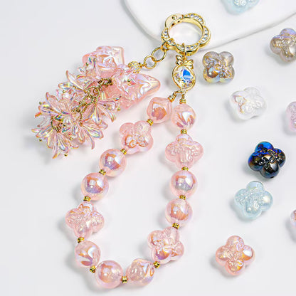 DIY Phone Charm Kit - Create Custom Beaded Phone Chains with Nebula Pattern & Gold Accents