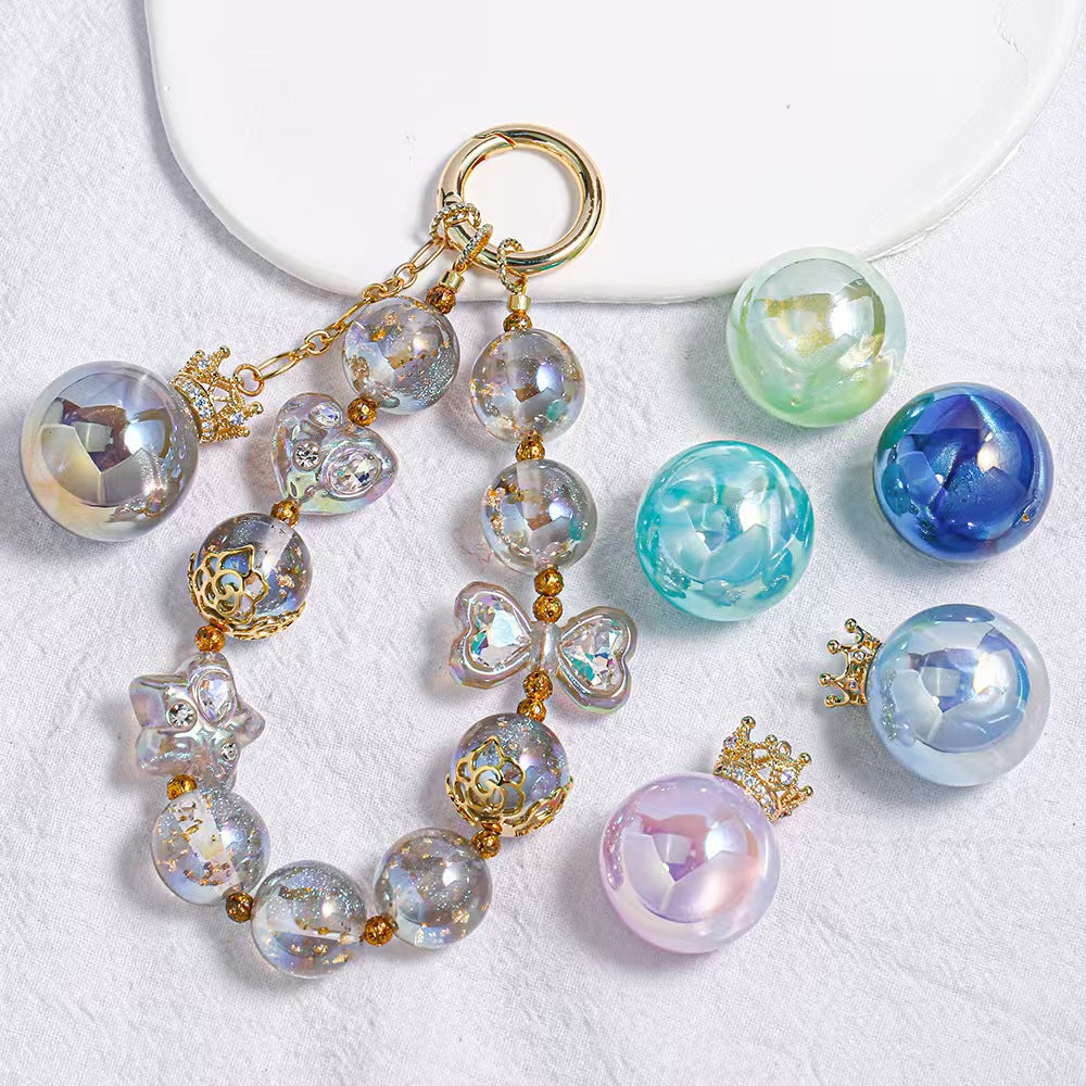 DIY Phone Charm Kit - Create Custom Beaded Phone Chains with Nebula Pattern & Gold Accents