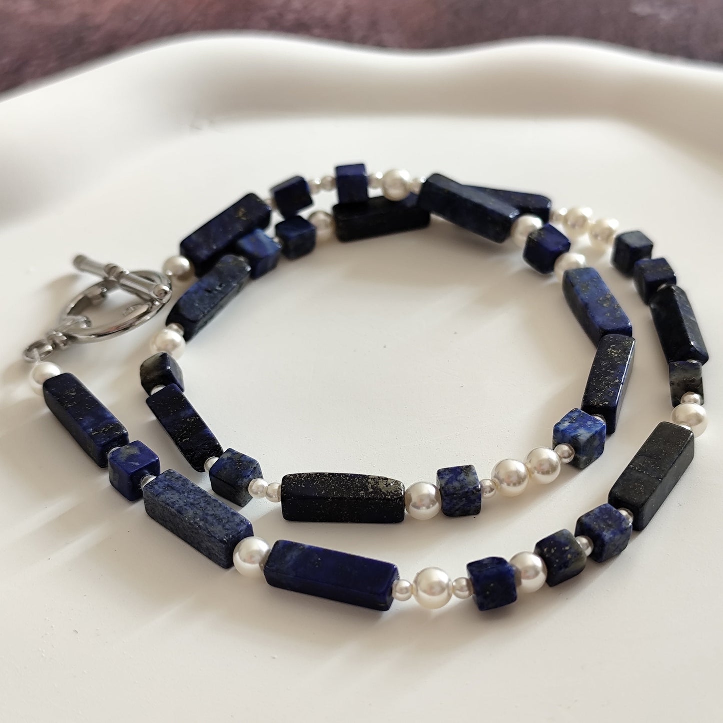 Midnight Splendor Necklace DIY Kit – Create Your Own Lapis Lazuli & Pearl Necklace