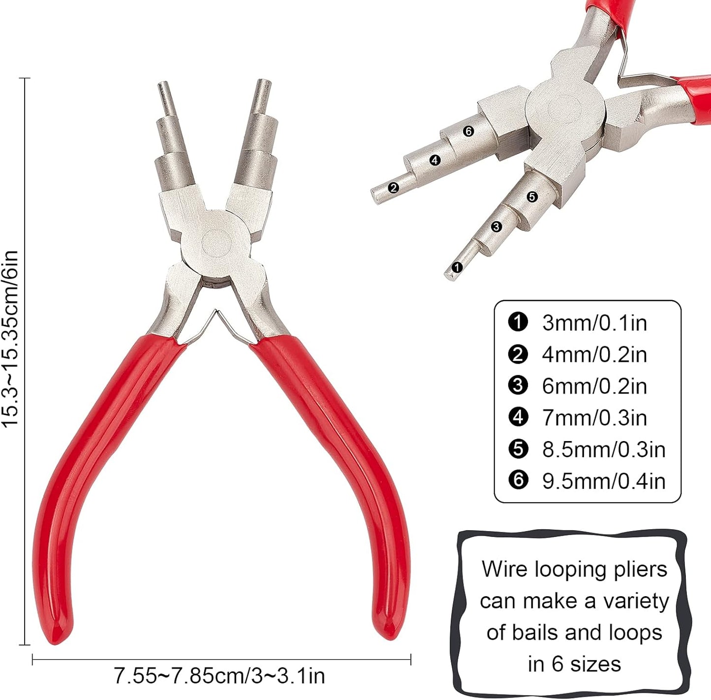 Multi-Functional 6-in-1 Round Nose Pliers for Jewelry Crafting