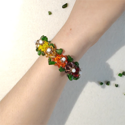 Rainbow Flower 3D Beaded Bracelet DIY Kit – Colorful Faceted Beads for Stunning Handmade Jewelry