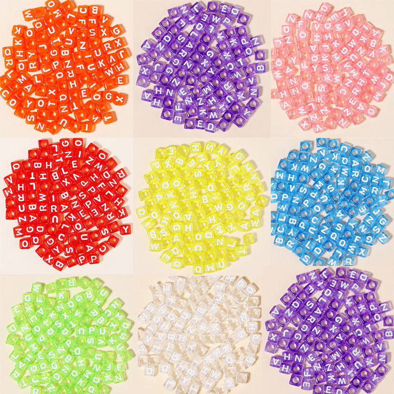 100 Pcs Acrylic Square Alphabet Beads - Colorful Large Hole DIY Beads for Friendship Bracelets, Party Gifts, and Fan Support