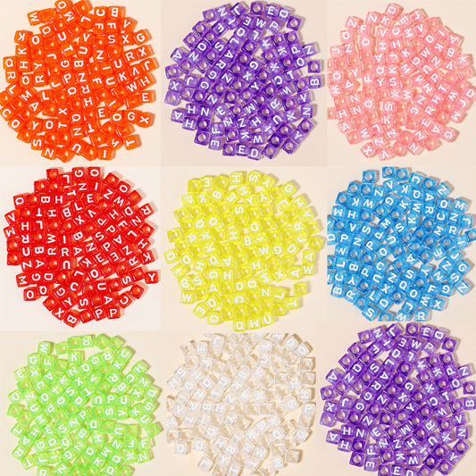 100 Pcs Acrylic Square Alphabet Beads - Colorful Large Hole DIY Beads for Friendship Bracelets, Party Gifts, and Fan Support