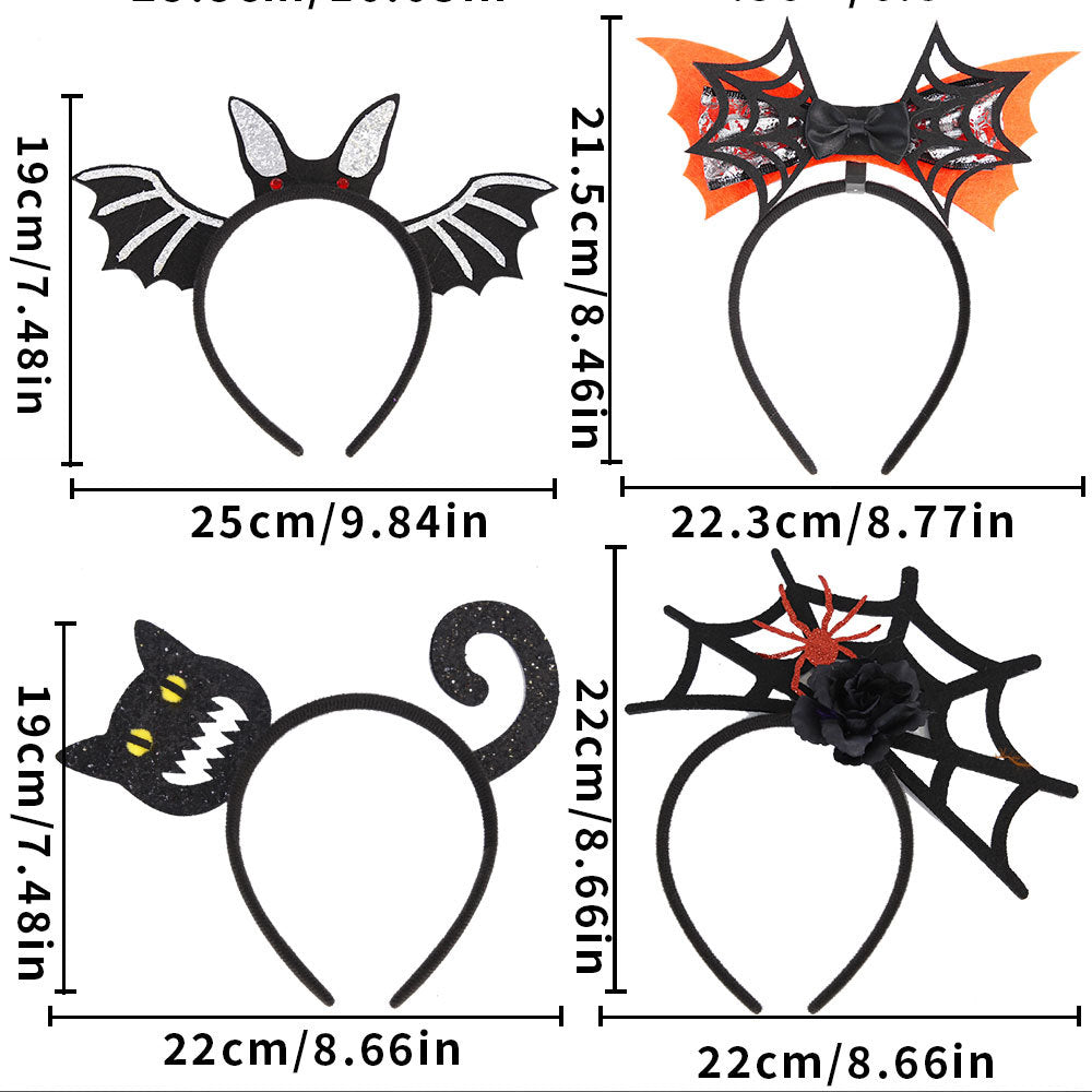 6 Pcs Halloween Headbands Pumpkin, Bat, Witch, Spider,Ghost for Halloween Party, Costume set