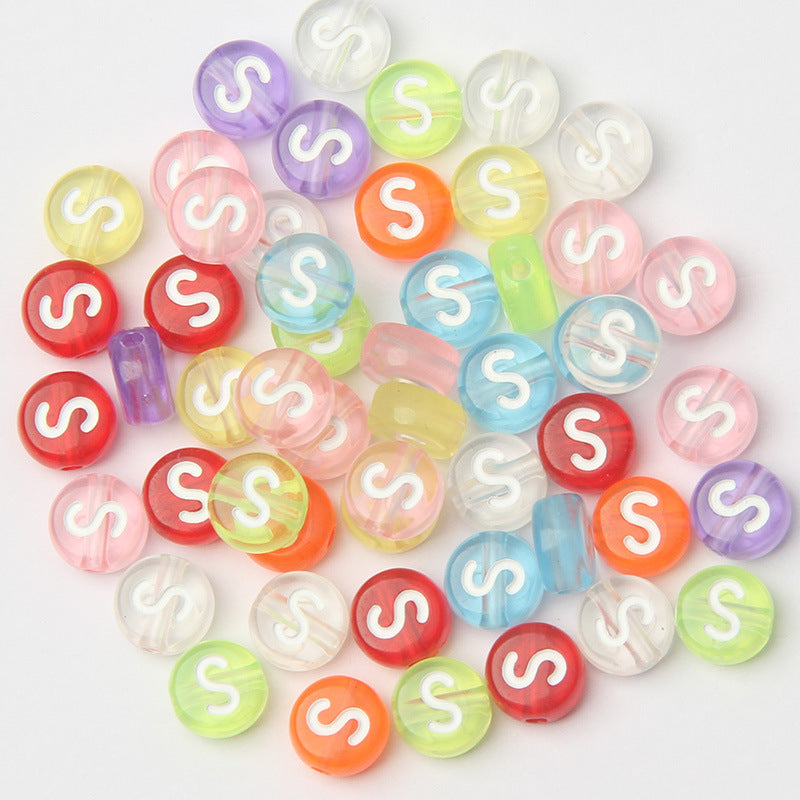 Transparent Colorful Acrylic Alphabet Beads -Single Letter- DIY Jewelry Making Supplies