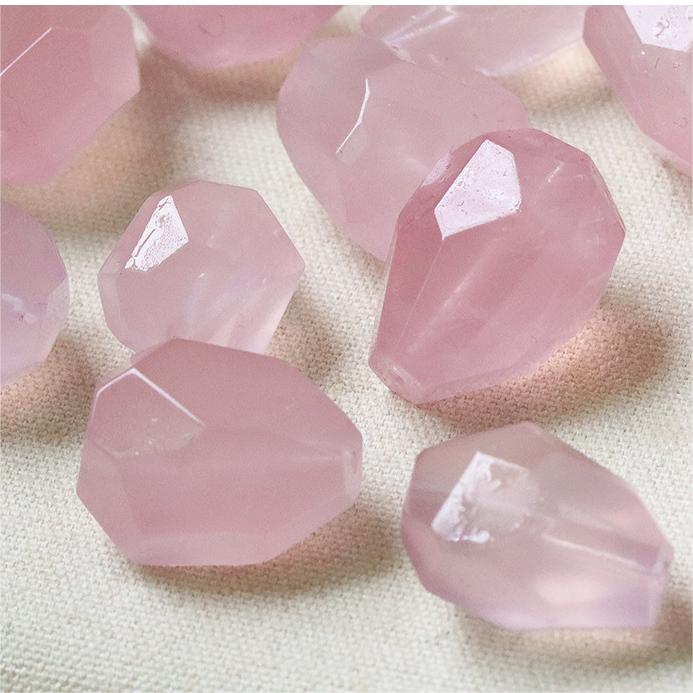 Natural Rose Quartz Faceted Stones - Large Irregular Beads for DIY Jewelry