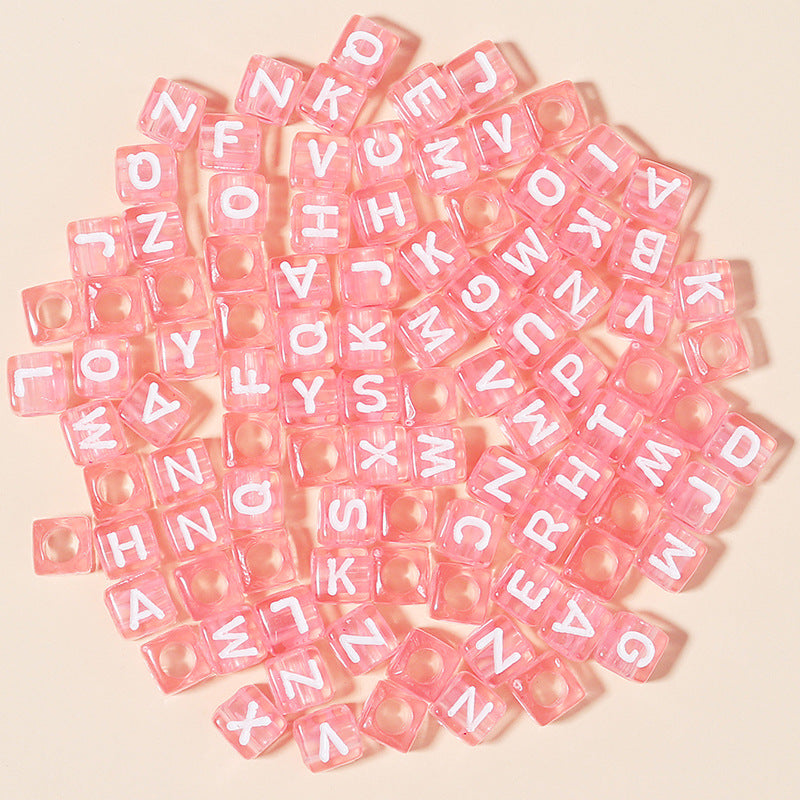 100 Pcs Acrylic Square Alphabet Beads - Colorful Large Hole DIY Beads for Friendship Bracelets, Party Gifts, and Fan Support