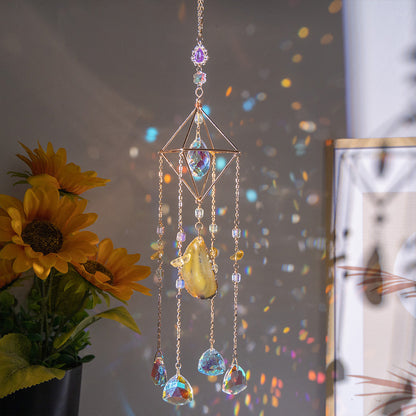 DIY Suncatcher Decor Hanger Kit – Natural Crystals and Austrian Crystal Glass Beads for Home and Car Decoration