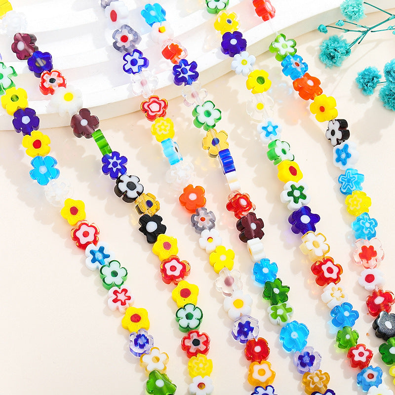 Glass 5-Petal Flower Beads - DIY Jewelry Making Supplies for Bracelets & Necklaces