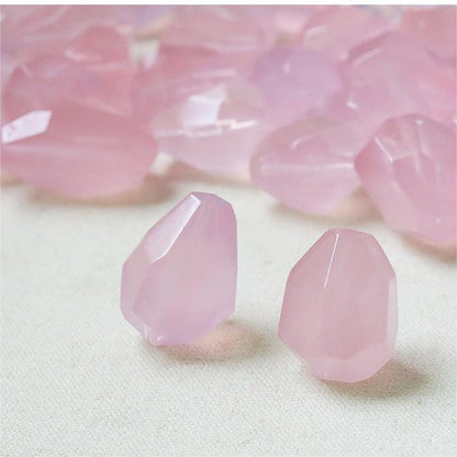 Natural Rose Quartz Faceted Stones - Large Irregular Beads for DIY Jewelry