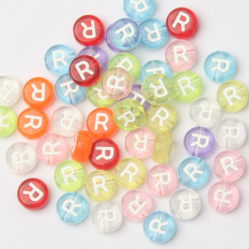 Transparent Colorful Acrylic Alphabet Beads -Single Letter- DIY Jewelry Making Supplies