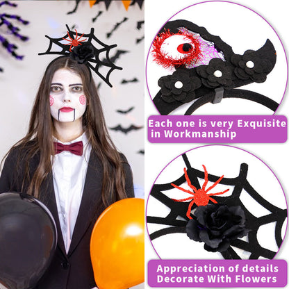 6 Pcs Halloween Headbands Pumpkin, Bat, Witch, Spider,Ghost for Halloween Party, Costume set