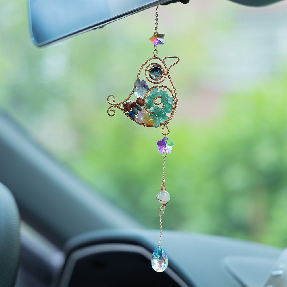 DIY Suncatcher Decor Hanger Kit – Natural Crystals and Austrian Crystal Glass Beads for Home and Car Decoration