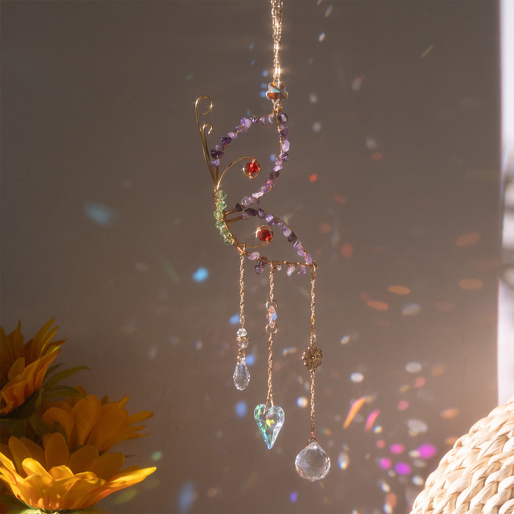 DIY Suncatcher Decor Hanger Kit – Natural Crystals and Austrian Crystal Glass Beads for Home and Car Decoration