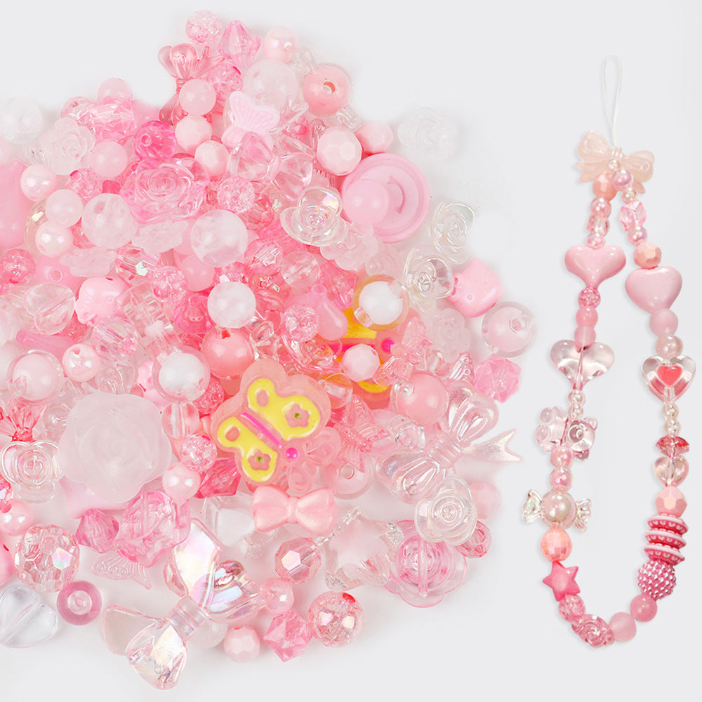 Beaded Phone Charm Materials with Acrylic Beads, Nylon Cord & Spring Clasps