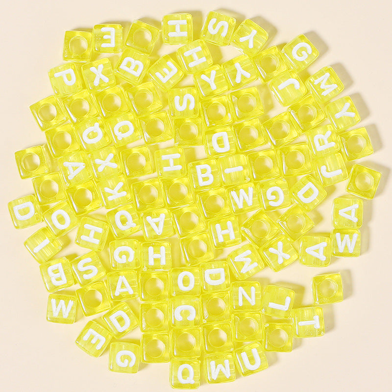 100 Pcs Acrylic Square Alphabet Beads - Colorful Large Hole DIY Beads for Friendship Bracelets, Party Gifts, and Fan Support