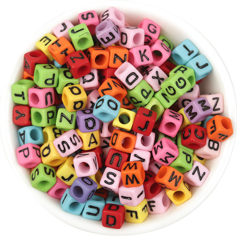 100 Pcs Acrylic Square Alphabet Beads - Colorful Large Hole DIY Beads for Friendship Bracelets, Party Gifts, and Fan Support