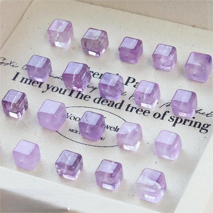 Natural Purple & White Crystal Sugar Cube Beads - Dopamine Jewelry DIY Kit