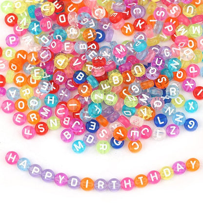 Transparent Colorful Acrylic Alphabet Beads -Single Letter- DIY Jewelry Making Supplies