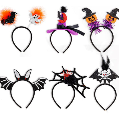 6 Pcs Halloween Headbands Pumpkin, Bat, Witch, Spider,Ghost for Halloween Party, Costume set